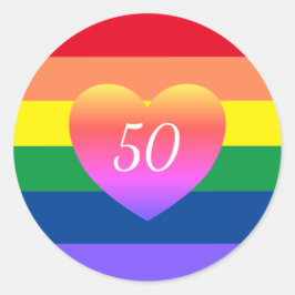 Gay Pride 50 Fabulous Birthday Rainbow Classic Rou Ronde Sticker