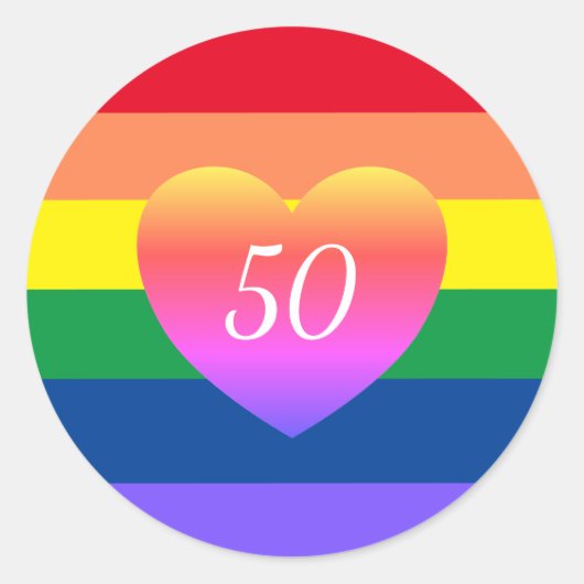 Gay Pride 50 Fabulous Birthday Rainbow Classic Rou Ronde Sticker (Voorkant)