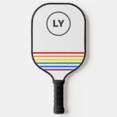Gay Pride aangepaste Initialen gestreept | Wit Pickleball Paddle (Voorkant)