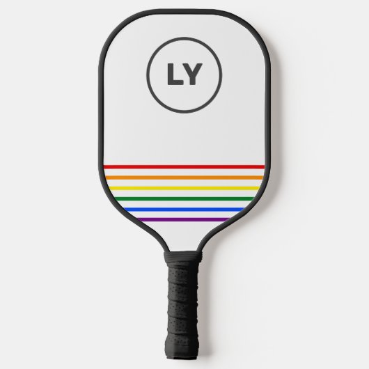Gay Pride aangepaste Initialen gestreept | Wit Pickleball Paddle (Achterkant)