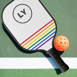Gay Pride aangepaste Initialen gestreept | Wit Pickleball Paddle