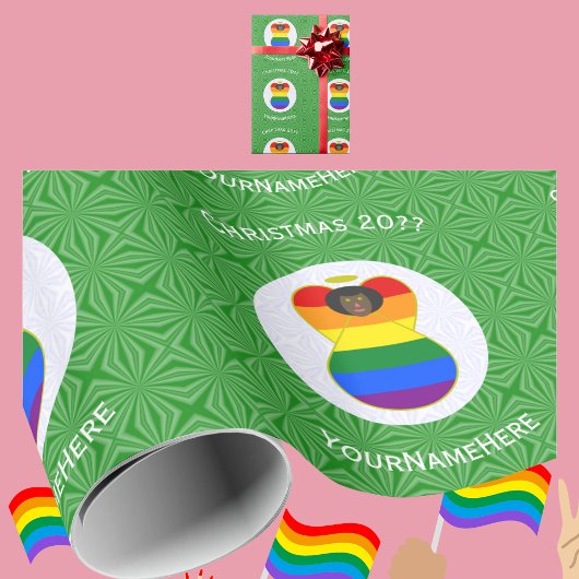 Gay Pride Afrikaanse engel kerstvlag personalisere Cadeaupapier