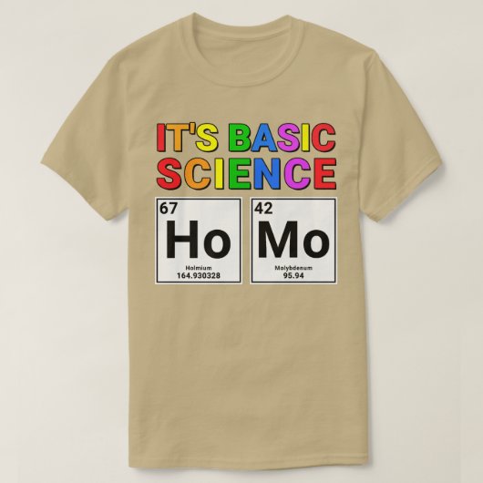 Gay Pride Ally Homo Het is Basis Wetenschap Period T-shirt (Design voorkant)