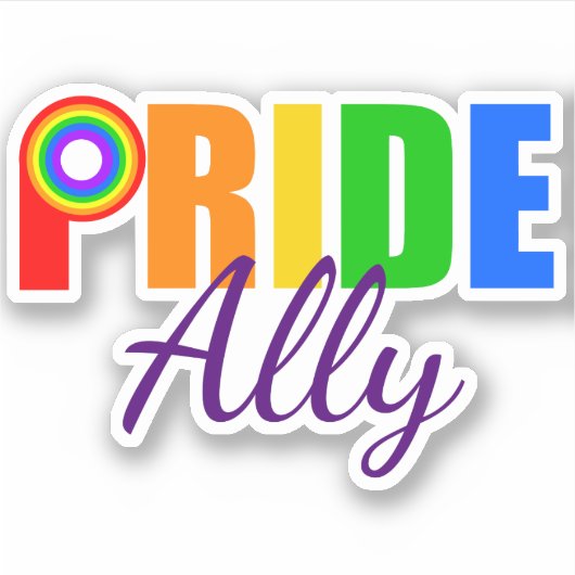 Gay Pride Ally LGBTQ Rainbow Alliance Sticker (Voorkant)