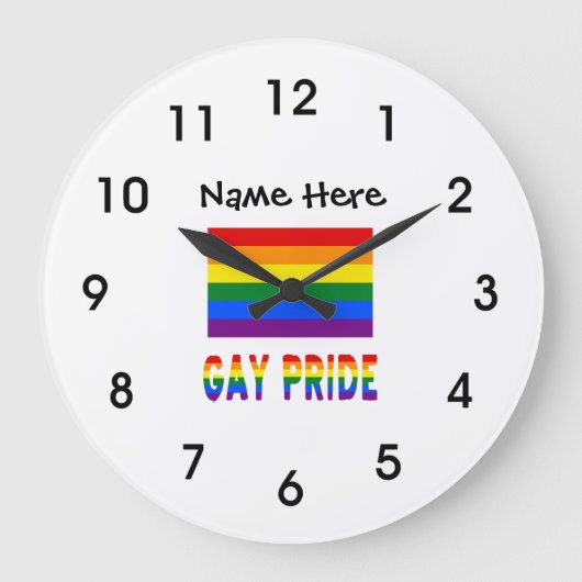 Gay Pride and Rainbow Flag with Your Name Grote Klok (Voorkant)