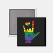 Gay Pride ASL-gebarentalen LGBT Deaf Awareness M Magneet (Voorkant / Achterkant)