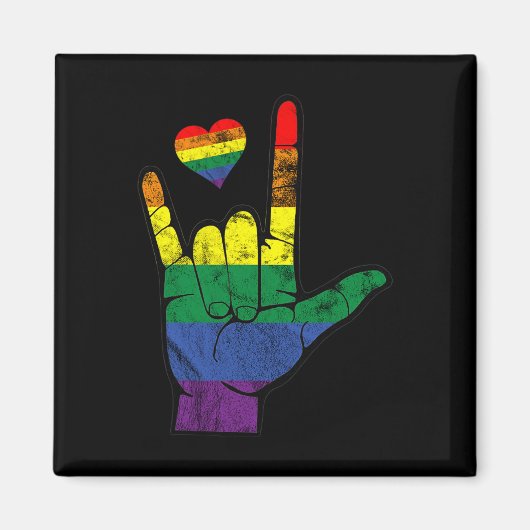 Gay Pride ASL-gebarentalen LGBT Deaf Awareness M Magneet (Voorkant)