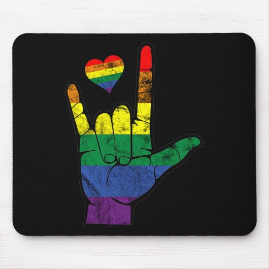 Gay Pride ASL-gebarentalen LGBT Deaf Awareness M Muismat (Voorkant)