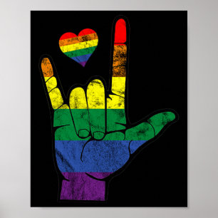 Gay Pride ASL-gebarentalen LGBT Deaf Awareness M Poster