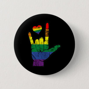 Gay Pride ASL-gebarentalen LGBT Deaf Awareness M Ronde Button 5,7 Cm
