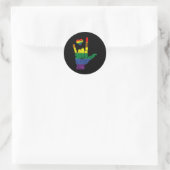 Gay Pride ASL-gebarentalen LGBT Deaf Awareness M Ronde Sticker (Tas)