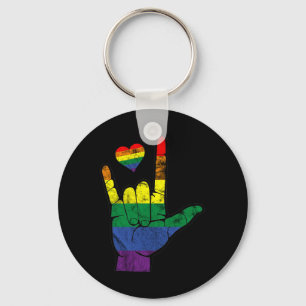 Gay Pride ASL-gebarentalen LGBT Deaf Awareness M Sleutelhanger