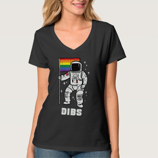 Gay Pride Astronaut Rainbow Flag Lgbtq Space Men W T-shirt (Voorkant)