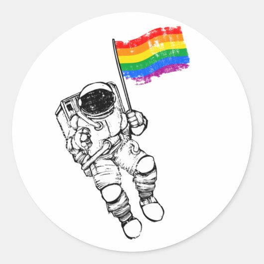 Gay Pride Astronaut T-shirt Ronde Sticker (Voorkant)