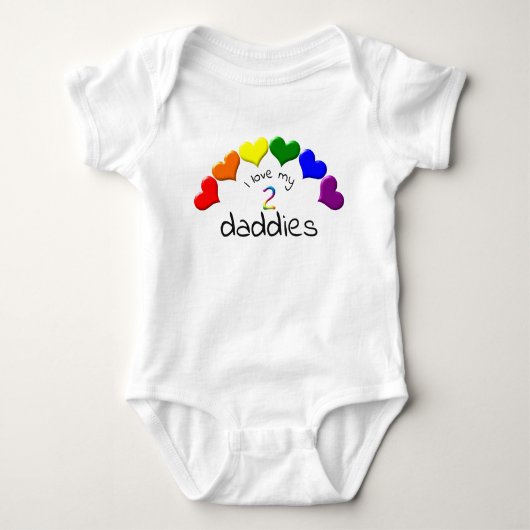 Gay Pride Baby ik hou van mijn 2-daddies regenboog Romper (Voorkant)