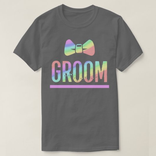 Gay Pride Bachelor Party Rainbow Bowtie Groom Shir T-shirt (Design voorkant)