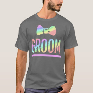 Gay Pride Bachelor Party Rainbow Bowtie Groom Shir T-shirt
