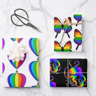 Gay Pride ballon, octopus vlinder regenboog Inpakpapier Vel