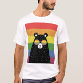 Gay Pride Beer met regenboogbril T-shirt (Voorkant)