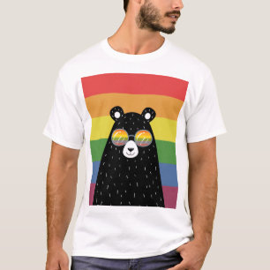 Gay Pride-Beer met regenboogbril T-shirt