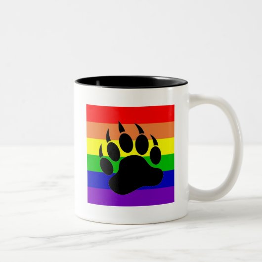 Gay Pride Beer Paw Tweekleurige Koffiemok (Rechts)