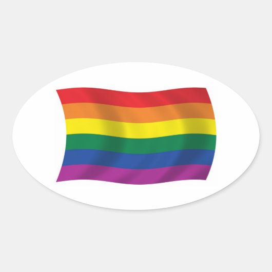 Gay Pride Beweging Vlag Ovale Sticker (Voorkant)