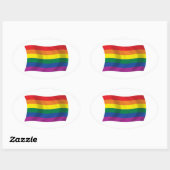 Gay Pride Beweging Vlag Ovale Sticker (Vel)