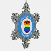 Gay Pride Black Angel Chanoeka Vlag gepersonalisee Tin Sneeuwvlok Ornament (Links)