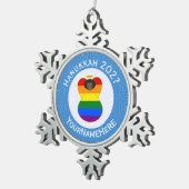 Gay Pride Black Angel Chanoeka Vlag gepersonalisee Tin Sneeuwvlok Ornament (Rechts)