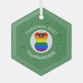 Gay Pride Black Angel Flag Kerstmis Gepersonalisee Glas Ornament (Voorkant)