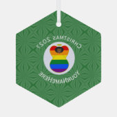 Gay Pride Black Angel Flag Kerstmis Gepersonalisee Glas Ornament (Achterkant)