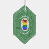 Gay Pride Black Angel Flag Kerstmis Gepersonalisee Glas Ornament (Voorkant Rechts)