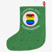 Gay Pride Black Angel Flag Kerstmis Gepersonalisee Grote Kerstsok (Achterkant)