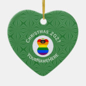 Gay Pride Black Angel Flag Kerstmis Gepersonalisee Keramisch Ornament (Voorkant)