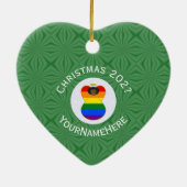 Gay Pride Black Angel Flag Kerstmis Gepersonalisee Keramisch Ornament (Achterkant)