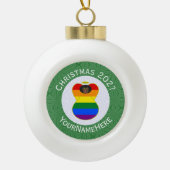 Gay Pride Black Angel Flag Kerstmis Gepersonalisee Keramische Bal Ornament (Voorkant)