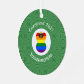 Gay Pride Black Angel Flag Kerstmis Gepersonalisee Metalen Ornament (Voorkant links)