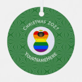 Gay Pride Black Angel Flag Kerstmis Gepersonalisee Metalen Ornament (Voorkant)