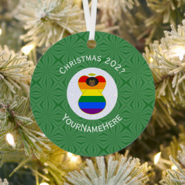 Gay Pride Black Angel Flag Kerstmis Gepersonalisee Metalen Ornament