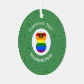 Gay Pride Black Angel Flag Kerstmis Gepersonalisee Metalen Ornament (Voorkant links)