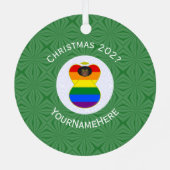 Gay Pride Black Angel Flag Kerstmis Gepersonalisee Metalen Ornament (Achterkant)