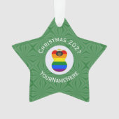 Gay Pride Black Angel Flag Kerstmis Gepersonalisee Ornament (voorkant)