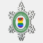 Gay Pride Black Angel Flag Kerstmis Gepersonalisee Tin Sneeuwvlok Ornament (Rechts)