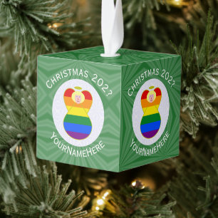 Gay Pride Blond Engel Kerst Vlag Gepersonaliseerd Decoratie