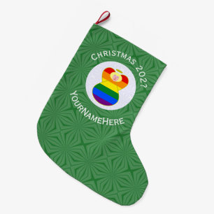 Gay Pride Blond Engel Kerstvlag Gepersonaliseerd Grote Kerstsok