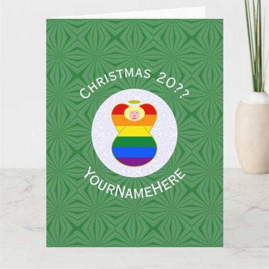 Gay Pride Blond Engel Kerstvlag Gepersonaliseerd Kaart (Voorkant)