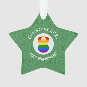 Gay Pride Blond Engel Kerstvlag Gepersonaliseerd Ornament