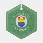 Gay Pride Blonde Engel Kerstvlag Gepersonaliseerd Glas Ornament (Voorkant)