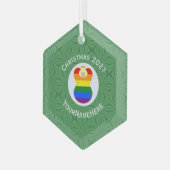 Gay Pride Blonde Engel Kerstvlag Gepersonaliseerd Glas Ornament (Voorkant links)