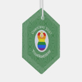 Gay Pride Blonde Engel Kerstvlag Gepersonaliseerd Glas Ornament (Voorkant Rechts)